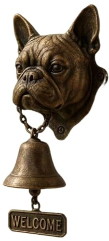DEJIN Dog Welcome Doorbell, Vintage Resin Wall Mounted Entry Bell for Porch, Front Door & Garden - Must-Have Dog Lover Giftg Bell(French Bulldog)