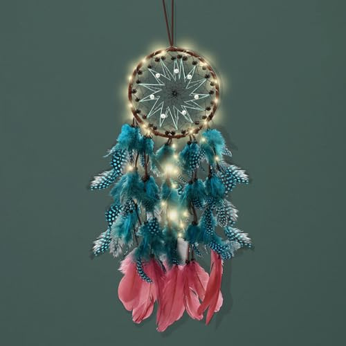 LED Traumfanger, AolKee Mädchen Wanddekoration für Schlafzimmer, Mädchen Zimmer hängend Dekor, Boho Wandkunst, Teen Geschenke, Ornamente für Schlafzimmer