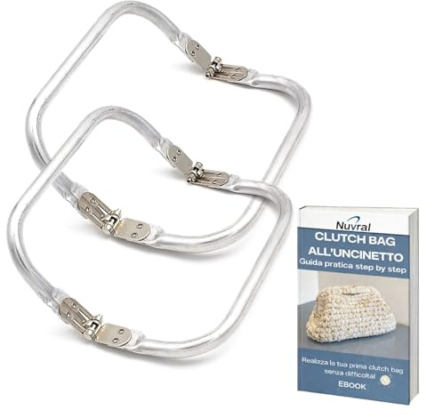 Nuvral Coppia di Chiusure per Borse Uncinetto di 19 cm in Alluminio Leggero e Resistente - Clic Clac per Borse con Chiusura Clutch a Molla Durevole, Fluida e Stabile