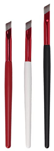 Professionelles abgewinkeltes Brauenpinsel-Set, 3-teilig, multifunktionaler Make-up-Pinsel zum Formen von Augenbrauen, rauchige Augen, Lipliner, weicher Nylon-Aluminium-Holzgriff,