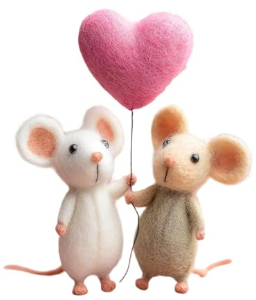 Huxibai Nadelgefilzte Maus,Handgefertigte Leichte Charmante Deko - Valentinstag Filzmäuse Dekoration,Für, Weihnachten, Geburtstag, Feiertage, Zuhause Und Schreibtischdekoration