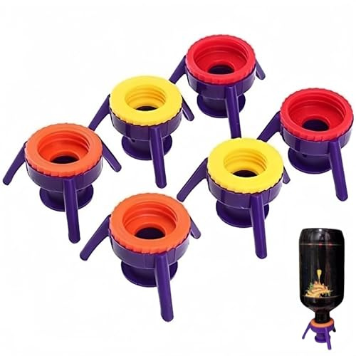 Nebulith 6Pcs Bottle Emptying Flip Kit,Leak-Proof Squeeze Cap,Bottle Holder,Multifunctional Inverted Bottle Caps,3 Sizes Upside Down Dispenser,for Kitchen Bathroom Shampoo