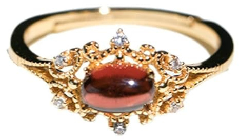 Verlobungsring Damen Floral, Verlobungsring Gold mit Granat und Diamant 9K 14K 18K Gelbgold