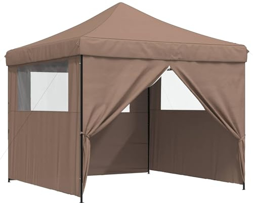 vidaXL Party-Zelt Braun 292 x 292 x 315 cm Oxford-Stoff, Garten und Terrasse, modernes Partyzelt, Außen-Pavillon, tragbarer Sonnenschutz, Hochzeitsunterstand, Veranstaltungs-Gazebo für Familientreffen