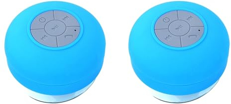 HWIREUIGT 2X Altoparlante Bluetooth Wireless da Bagno con Ventosa Mini Altoparlante Stereo Portatile RGB con Luce per Sport all'Aria Aperta Blu