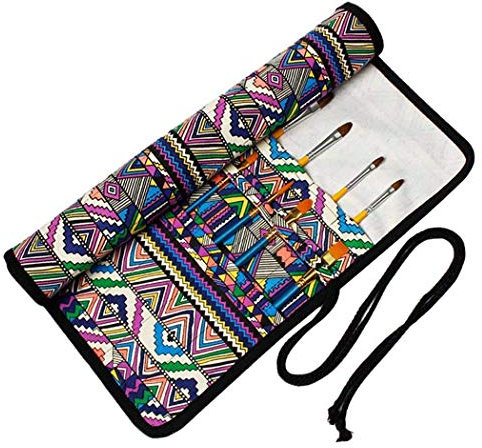 abaría Estuche Enrollable para Pinceles, Portátil Porta Pinceles Pintura, Plegable Organizador de Brochas Acuarela
