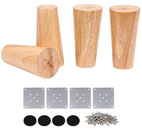 RDEXP Bois Naturel fiable 120 x 58 x 38 mm Bois Pieds Pieds de Meubles en Bois en Forme de c?ne pour armoires Souple Table Lot de 4