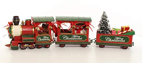 Clever-Deko Nostalgie Blecheisenbahn Lokomotive Eisenbahn Retro rot 3 Teilig Weihnachtsdeko Weihnachten groß Merry Christmas Weihnachtszug