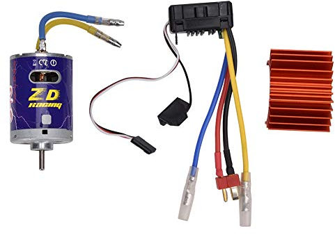 Bürstenmotor Brush Power Motor Kit, Langlebiger 540 Brushed Motor Mit Kühlrippe + 45A Brushed Esc Set Für 1/10 Rc Truggy Truck(Orange) Rc Motor Set