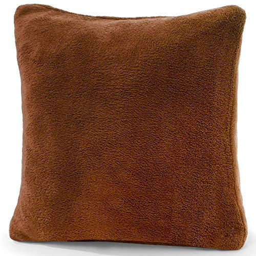 CelinaTex Xanio Dekokissen mit Innenkissen 80 x 80 cm braun Coral-Fleece Sofakissen Mikrofaser Kuschelkissen