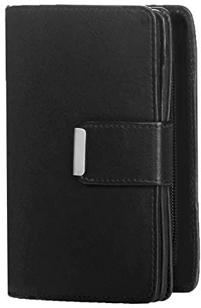 Elitar Geldbörse Damen Leder Klein RFID Schutz Portmonee mit Kartenfächer Schwarz