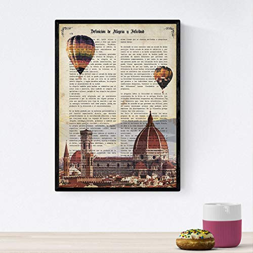 Nacnic Poster Dom von Florenz (Santa Maria). Abbildungen von Städten in der Welt und berühmte Sehenswürdigkeiten. A4-Format