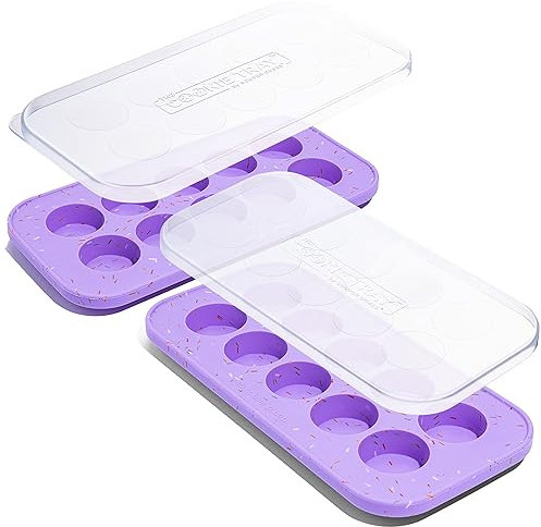 Souper Cubes The Cookie Tray - Silicone Molds for Baking - Freeze and Store Perfect Cookie Dough Rounds - Convenient Baking Supplies - Lavender with Sprinkles - 2-Pack