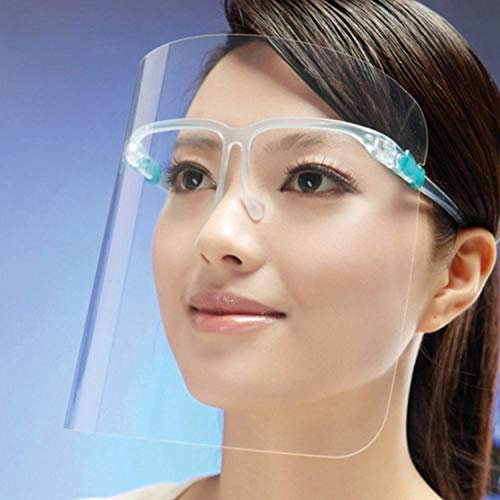 KAV® PACK OF 10 Full Face Protector Shield Visor with Glasses Frame Light Weight Splash Shield. Comfortable Business Visors with Glasses Cases Exclusive Transparent For Business Anti Fog UK Seller