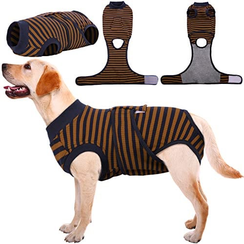 Kuoser Hundebody Nach Op, Hundebody Nach Kastration Rüde Hündin,Hundebody Nach Op Hündin, Atmungsaktiv Body Für Hunde Nach Op,Leckschutz Hund, Anti-Wundlecken Op Body Hund,Braun XL