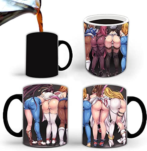 Aigori Funny Coffee Mug - White Elephant Gift for Adults, Anime Beauty Color Changing Cup (11oz), Gag Novelty for Halloween Christmas Birthday - Men Women Friends (1pc)
