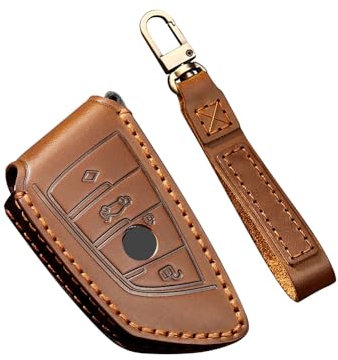 ontto Étui de clé de Voiture en Cuir pour BMW X1 F48 X2 X3 X5 X7 F15 X6 F16 X5M G30 G11 2 5 7 218i 530Li 750i - Marron A