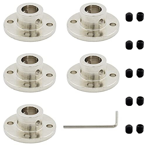 TTZEZE Flanschkupplungsverbinder, starrer Führungsstahl, Modellkupplung, Zubehör, Kupplungsverbinder mit Setschrauben und Schraubenschlüssel (10 mm), 5 Stück