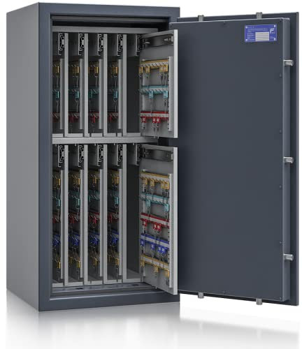 Secureo SafeHero Schlüsseltresor/Schlüsselsafe für 720 Schlüssel Osprey Key 6-BC | Klasse 1 EN 1143-1 | Doppelbart-Doppelbartschloss | 2 Module mit 10 ausziehbaren Wänden | 1000x500x420 mm