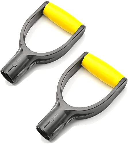 Utoolmart Schaufel, D-Griff, 3,8 cm Innendurchmesser, 32 mm, PVC-Spaten, Schneeschaufel, Ersatzgriff, Gartenzubehör für Graben, Rechen, Werkzeug, Gelb-Schwarz, 2 Stück