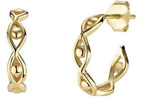 NOELANI Creolen 925 Sterling Silber Damen Ohrschmuck, 1,5 cm, Gold, Kommt in Schmuck Geschenk Box, 2033754