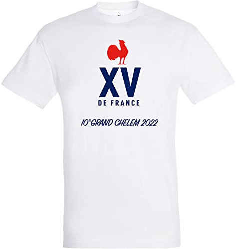 XV de France T-Shirt de Rugby - Collection Officielle FFR - Equipe de France - Taille Homme XXL, Blanc