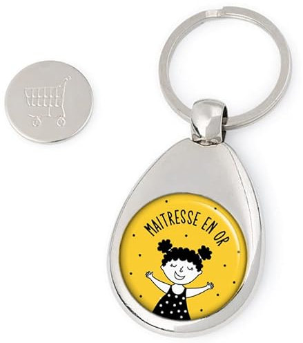 Porte-clés jeton de caddie Maîtresse en Or