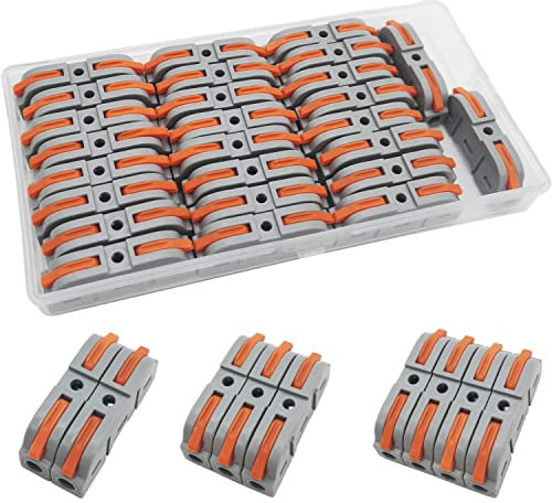 Conectores Electricos, CTRICALVER 26 pcs SPL-1 Conector Cable Electrico, Conector conductor compacto, Bornes de Conexion Electrica, Puede Combinar Libremente (gris)