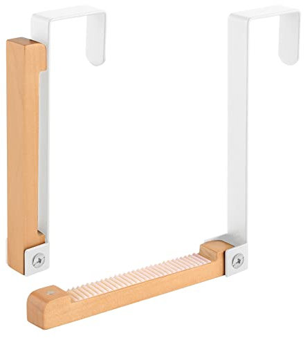 Ganchos para colgar sobre la puerta, 2 piezas plegables de metal resistente de madera maciza para puerta con tira antideslizante, portátil, montado en la parte trasera, no perforado, para colgar