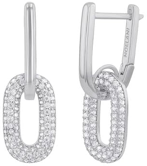 NOELANI Creolen 925 Sterling Silber Damen Ohrschmuck, mit Zirkonia synth., 2,7 cm, Silber, Kommt in Schmuck Geschenk Box,