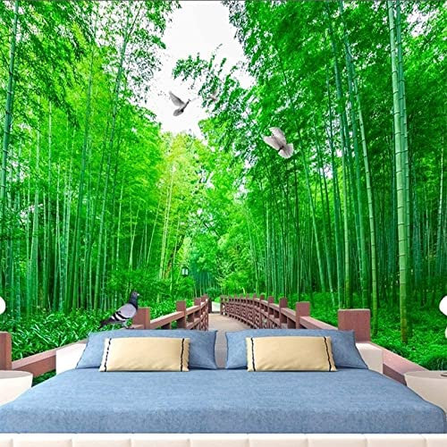 Photo Wallpaper Fresh Scenery Bamboo Forest Road 3D Mural Bedroom Sofa Tv Backdrop 3D Murals 3D Wallpaper Living Room The Wall for Bedroom Effect Mural Peel and Stick Wall Photo- 400 x 280 cm (WxH)