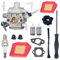 Mikatesi 4147-120-0625 FS240 - Kit de carburador para desbrozadora Stihl FS240R FS240RC FS260 FS260R FS260RC FS340 FS360 FS410 reemplazar 4147 120 0625 414712006225 5 con 41 47 141 0300 - Kit de