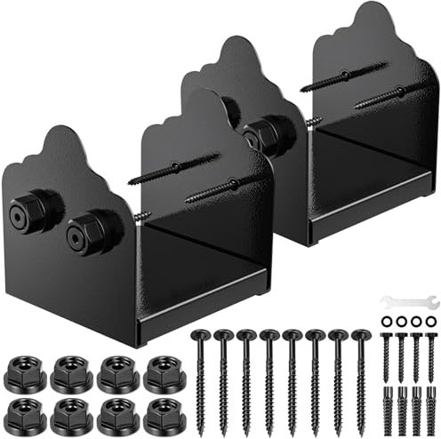 FMhotu 6x6 Post Base, 2Pcs Stainless Steel Post Anchor Bracket (Internal 5.5 x 5.5), Adjustable Post Base for Pavilion Deck Porch Handrail Railing Support Decorative Anchor Plate