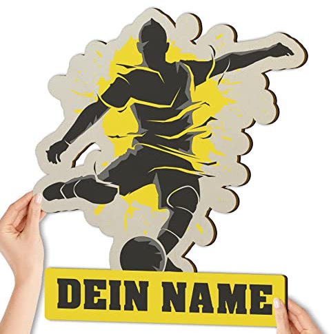 Dortmund Fan Spieler aus Holz - Personalisierbares Geschenk - Dein individueller Dortmund Fanartikel I Wanddeko aus Holz personalisiert mit Druck I Deko Zimmer