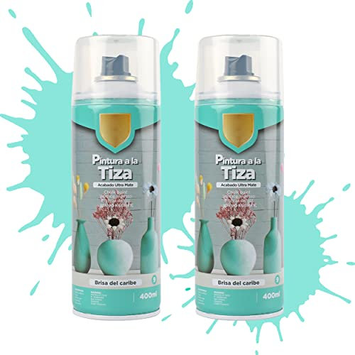 Etrexonline Pintura en Spray Ultra Mate a la Tiza, Chalk Paint Spray, Ideal para Metal,Madera y Cerámica, Acabado de Estilo Vintage - Colores Brisas del Caribe (400ml, 2 Unidades)