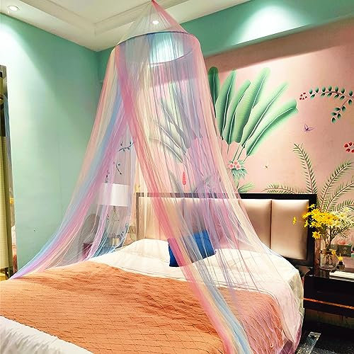 Eimilaly Regenbogen Betthimmel für Mädchen Moskitonetz, einfache Installation Prinzessin Baldachin für Kinder Bett Zimmer Dekoration