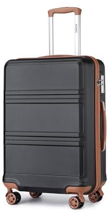 KONO Groß Hartschalenkoffer Leicht Koffer Trolley Reisekoffer mit 4 Rollen und TSA Schloss, 74x48x30cm, 94Liter, Zwillingsrollen Rollkoffer, ABS Hartschale (Schwarz/Braun, XL)