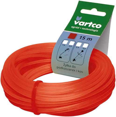 Filo per decespugliatore, quadrato, 15 m, rosso, 2,4 mm, diametro fodero, decespugliatore, decespugliatore in PVC (rosso, 2,4 mm, quatratico #07)