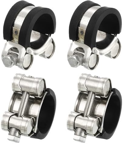 sourcing map 4Pcs T-Bolt Hose Clamp Working Range 26-28mm Rubber Cushioned Intake Intercooler Clamps Adjustable Tube Clamps for Tubes Pipes