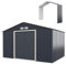 GOPLUS 10,85㎡ Abri de Jardin Métal avec Kit d’Extension, Cabine de Jardin Extérieur Portes Coulissantes, Cabane de Rangement à Outils, 330 x 255 x 210 cm, Gris
