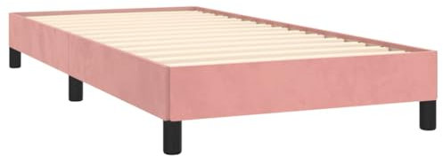 Tino Tech Lit capitonné pour chambre à coucher - Cadre de lit simple - Rose - 90 x 190 cm - Velours