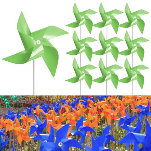 Tsocent 150 molinillos, molinillos de viento de color verde claro y regalos de fiesta para niños, molinillos decorativos al aire libre para patio y jardín (verde claro)