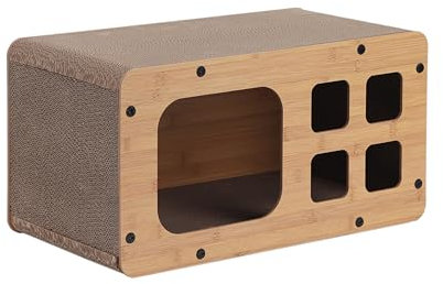 Dehner Lieblinge Kratzpappe Tesoro, Katzenkratzbrett robust, Kratzmöbel für Katzen, ca. 53.5 x 28 x 28 cm, aus FSC®-zertifizierter Wellpappe, braun