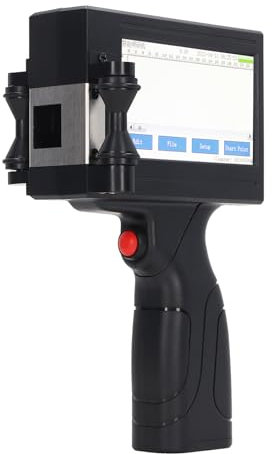 Denash Impresora de Inyección de Tinta Portátil, Pistola de Impresora de Inyección de Tinta Portátil SC18 de 12,7 Mm con Pantalla Táctil LED de 4,3 Pulgadas, Máquina de Codificación de Portable