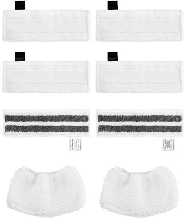 Kit 8 Accessoire pour Kärcher SC2 SC3 SC4 SC5 Lavettes pour Karcher Nettoyeur Vapeur Comprend 6 Bonnettes Microfibre et 2 Serpilleres Chiffons Easy Fix