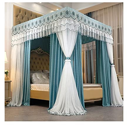 Bed Canopy For 2m/6.5ft Bed, 3 Door Design, Blackout & Dust Proof Bed Curtains (Color : Style 3, Size : 2x2.2x2m)