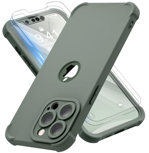 ORETECH para Funda iPhone 13 Pro MAX, con [2X Protector Pantalla] [Protección de Cámara Integrado] 360 Grados Antigolpes Anti-Choque TPU Silicona Carcasa iPhone 13 Pro MAX Case 6,7 Verde Claro