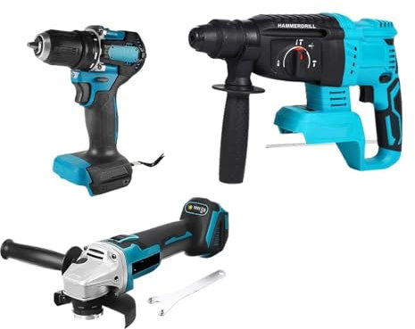 MZZYG Martillos perforadores Kit Combinado De Amoladora Angular Eléctrica Sin Escobillas De 125 Mm, Taladro De Impacto De 13 Mm Y Martillo Rotativo(No Battery)