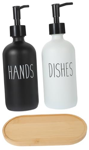 TINEASUR Ensemble De Bouteilles De Lotion en Verre De 500 ML Distributeur De À Main Pompe Bouteilles De De Cuisine De Salle De Bain Élégantes