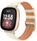 TiMOVO Leder Armband Kompatibel mit Fitbit Versa 4/Fitbit Versa 3/Fitbit Sense 2/Sense Uhrenarmband, Genarbtes Echtes Klassisches Leder Ersatzarmband für Damen und Herren, Sternenlicht